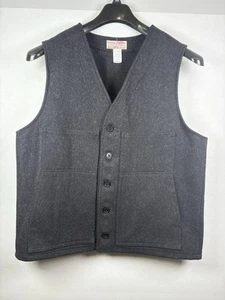 FILSON Mackinaw Vest 100% Virgin Wool Salt and Pepper Size 46 Charcoal Read Desc - Picture 1 of 18