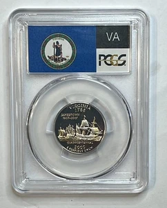 2000-S Silver Proof 69 DCAM Virginia PCGS State Flag Label Quarter - Picture 1 of 4