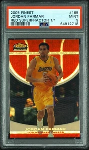 2005 TOPPS FINEST #165 JORDAN FARMAR LAKERS ROOKIE RED SUPERFRACTOR 1/1 - PSA 9 - Picture 1 of 3