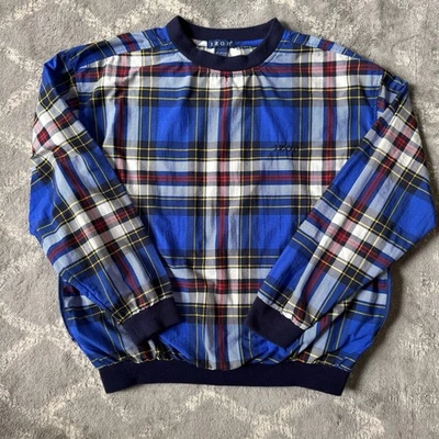 Men’s Vintage Y2K Izod Blue Red Yellow Plaid Windbreaker With Pockets Large EUC - Image 1 of 4