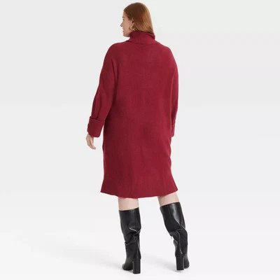 Women's Long Sleeve Cozy Knitted Midi Sweater Dress - Ava & Viv - Image 1 of 2