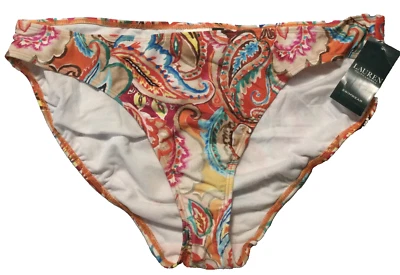 NEW Lauren Ralph Lauren SWIMWEAR Beach Club Hipste Swim Bottom Paisley Size 14 - Image 1 of 4