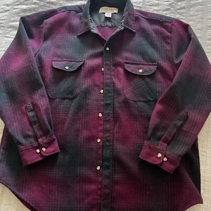 VTG Trails End Flannel Shirt XL Lumberjack Purple Black Plaid 1990s - Picture 1 of 8