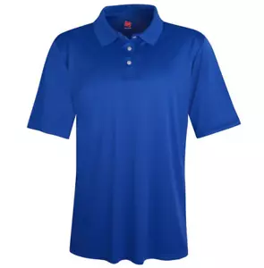 Hanes 4800 Polo Shirt Sport Cool DRI Short Sleeve FreshIQ Mens LARGE Royal Blue - Picture 1 of 2