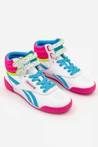 Reebok Kids Freestyle Birthday Hi Trainers / White Pink Multi / RRP £38 - Picture 1 of 4