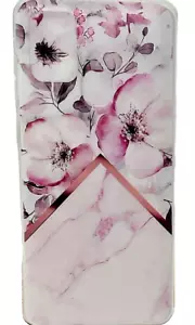 Soft Silicone Case Cover For Samsung Galaxy A21S - Pink Floral & Marble - Picture 1 of 7