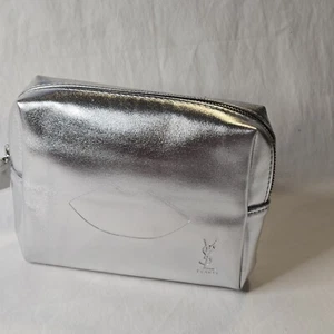Yves Saint Laurent Beaute YSL Metallic Silver Makeup/ Cosmetic Bag or Pouch - Picture 1 of 19