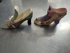 Pair Of Decorative Ceramic High Heel Shoes Ornate Bedazzled