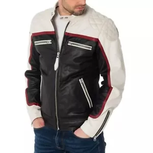 Men's 100% Real Genuine Leather New Stylish Motorcycle Biker Coat Wear Jacket - Picture 1 of 10