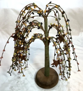 NEU Primitiver Salbei, Senf, Limette, Black Pip Berry 13" Willow Tree mit rostigen Sternen - Bild 1 von 5