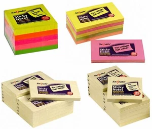 Snopake Sticky Memo Notes Pastel Yellow Neon Bright Cubes Rectangle Square - Picture 1 of 8