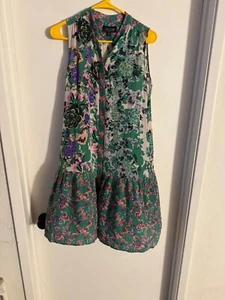 Damenkleid "Saloni" grün, mehrfarbig bedruckt/ärmellos Knopfleiste. Größe 4 - Bild 1 von 2