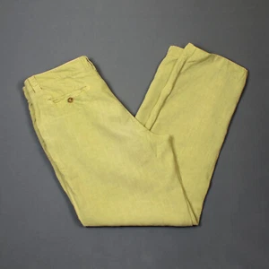 ETRO Milano 100% linen summer trousers size IT 50 / M / Medium pale yellow pants - Imagen 1 de 14