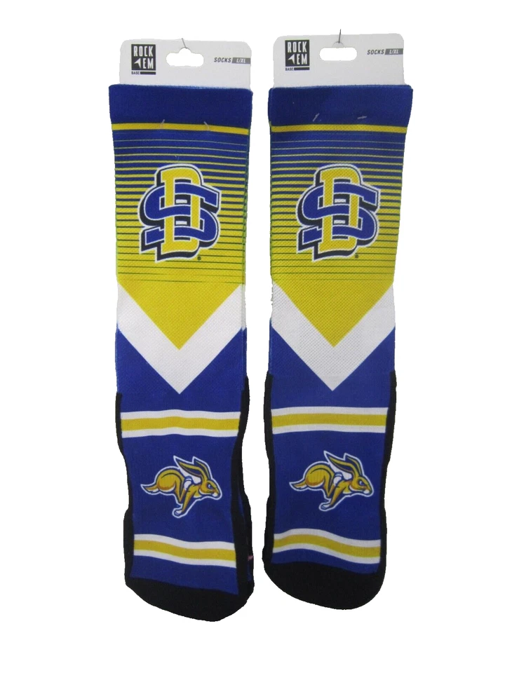 South Dakota State Jack Rabbits Blue & Gold   Rock Em Socks  L/XL 2 Pair - Image 1 of 1