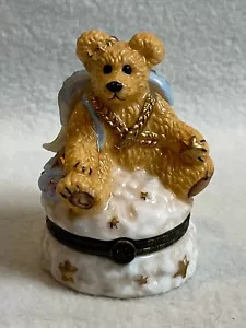 Boyd's Bears Bearware Scatola portagioie con cerniera in ceramica angelo orso - Foto 1 di 8