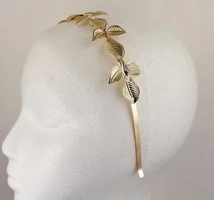 Gold Laurel Leaf crown Leaves headband hair band greek toga roman costume - Picture 1 of 5