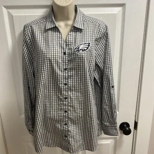 NEW Antigua Sx Xl Green Plaid Philadelphia Eagles L/S Button Blouse LOGO (C1) - Picture 1 of 9