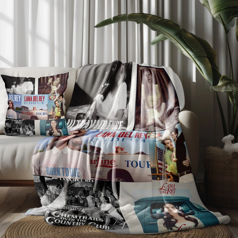 Throw Blanket and Pillowcase Set of 2，Lana Del Rey Thin Bed Couch - Image 1 of 4