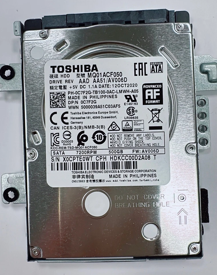 Toshiba 500GB 7200 RPM HDD 2.5 in SATA III MQ01ACF050  Hard Drive - Image 1 of 1