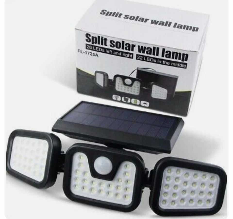 DRYEN Split Solar Wall Lamp FL-1725A 3 Head Solar Wall Light Outdoor Security Lamp