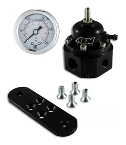 AEM Universal Adjustable Fuel Pressure Regulator #25-302BK + FREE Pressure Gauge - Picture 1 of 14