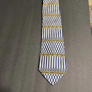 MMA Metropolitan Museum of Art Neck Tie Blue And Yellow 100% Silk - Picture 1 of 5