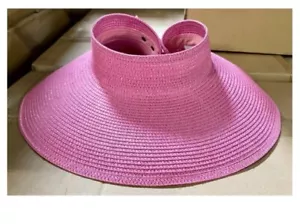 Shade & Shore Women's Pink Packable Lightweight Straw Beach Visor Hat NEW - Picture 1 of 4