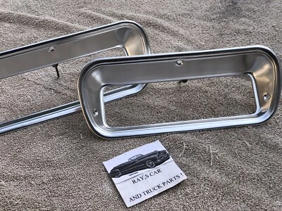 NEW REPLACEMENT SET 62 TO 66 CHEVROLET GMC TRUCK SUBURBAN PARK LIGHT LENS BEZELS - Image 1 of 4