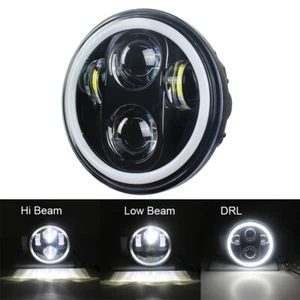 Faro de proyección LED negro de 5,75 5 3/4" con anillo de halo para Harley Sportster Dyna - Imagen 1 de 9