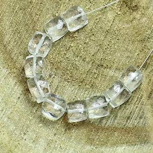 Cuentas de cuarzo facetadas de cristal de roca natural piedras preciosas sueltas aprox. 6x6 mm 10 un. - Imagen 1 de 3