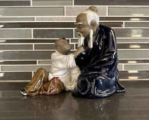 Chinese Mud Men Figure Decoration Shiwan Kiln Ceramic Statue “The Joy Of Family” - Picture 1 of 13