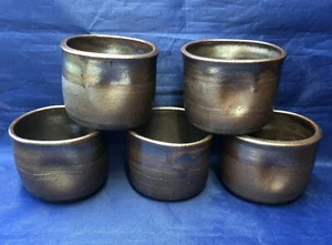 Gutte Eriksen Set of 5 Small Brown Ceramic Stoneware Cups Danish Pottery Denmark - Picture 1 of 12