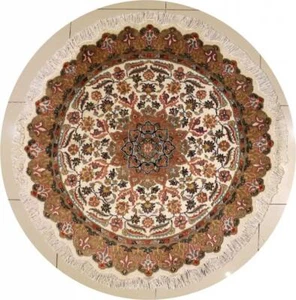 Rugstc 5x5 Pak Persian Ivory Area Rug, Hand-Knotted,Floral with Silk/Wool Pile - Picture 1 of 5