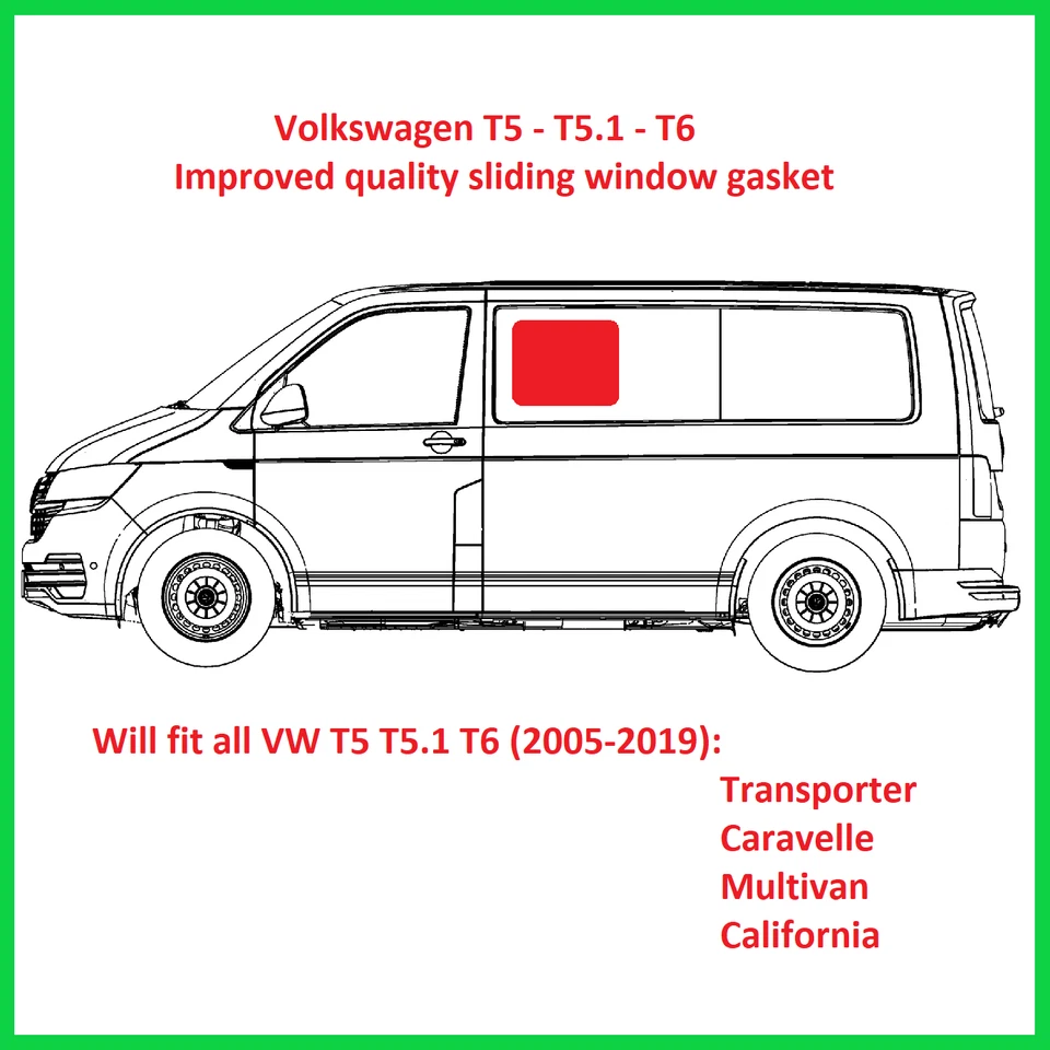 VW T5 T5.1 T6 modified sliding window gasket for leaky windows 2005-2019 years - Image 1 of 1