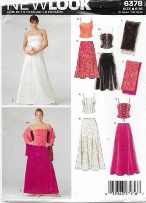 A94 NEW LOOK 6378: TOP, & SKIRT SIZE 6-16 SEWING PATTERN - Image 1 of 3