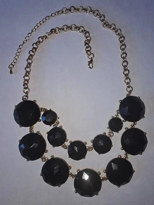 Charter Club Tono Dorado Graduado Jet Negro Piedra Babero Distintivo Collar 14"-21" Foto 1 de 4