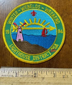 Vintage 1994 Patch Winter Webolos Weekend Lighthouse District Round - Bild 1 von 2