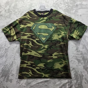 Vintage Superman Shirt Herren Large Camouflage Camo DC Comics Superheld 2001 Tee - Bild 1 von 8