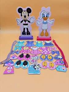Minnie Mouse & Daisy Ente Schnürkarten Disney Holzspielzeug Anzieh Spaß - Bild 1 von 13