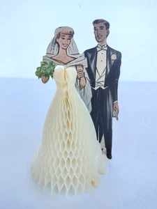 Vintage Braut & Bräutigam Waben Herzstück Made in Denmark 5,5" hoch - Bild 1 von 5