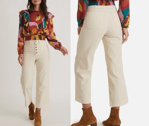 Marine Layer Bridget Exposed Button Crop Wide Leg Corduroy Pants Size 4/ 24" NEW - Picture 1 of 10