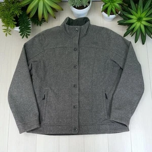 The North Face Jacket Women’s XL Gray Wool Blend Button Full Zip Minimalist - Picture 1 of 4
