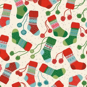 Feline Drive Fabric CHRISTMAS MINIATURES Stockings - Fat Quarter (18x22") FQ - Picture 1 of 7