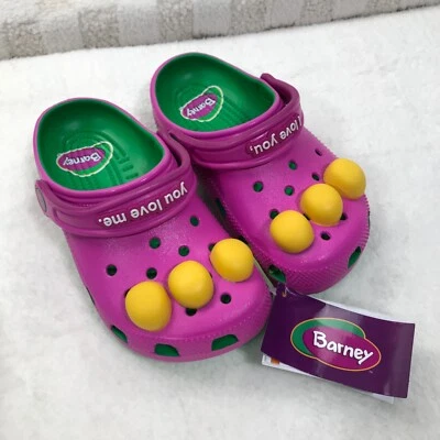 Crocs Barney Dinosaurio Clásico Zuecos Sandalias Retro Niños J1 Zapatos NUEVO Foto 1 de 4