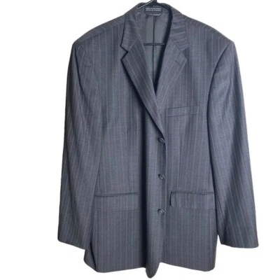 Blazer de Lana Stafford Hombres Gris Púrpura Rayas De Colección Preppy Propietario Jefe Estético Foto 1 de 4