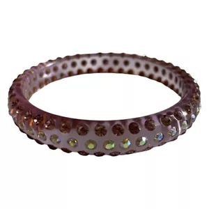 Iridescent Swarovski Crystals Pink Tarina Tarantino Lucite Bangle Bracelet Y2K - Picture 1 of 3