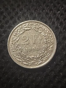 SWITZERLAND 2 FRANCS 1980 - Picture 1 of 3