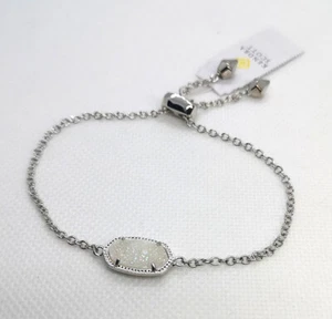 New Kendra Scott Elaina SILVER Adjustable Chain Bracelet In Iridescent Drusy - Picture 1 of 2