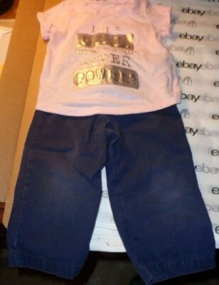 Pantalone Carter Rosa Top e Blu Posto Bambini Bambina 18M 2 Pezzi Affare - Immagine 1 di 4