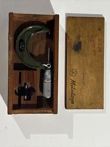 mitutoyo m125 micrometer 1-2 In Wooden Box With 1” Standard - Picture 1 of 16